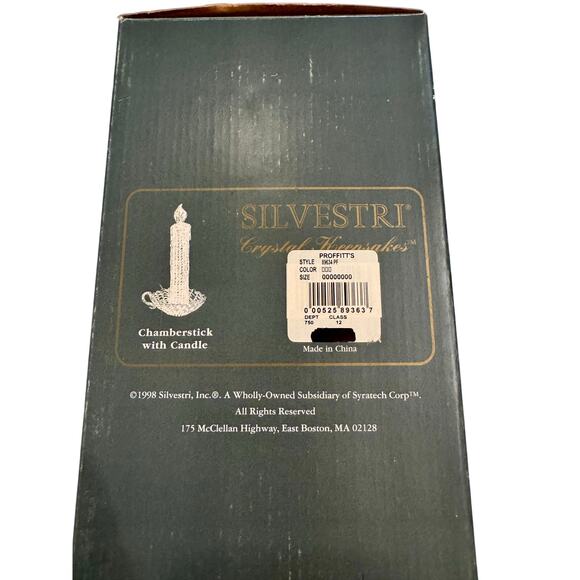Vtg Silvestri Crystal Keepsakes Chamberstick w/ Candle New in Box Holiday 1998 - Picture 2 of 6